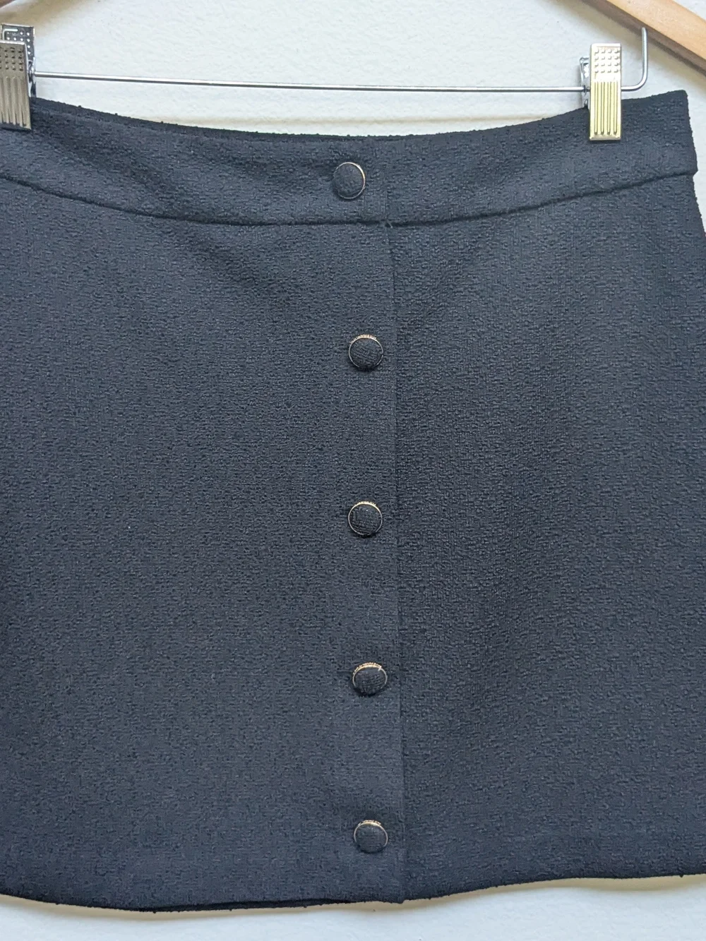 Michael Kors Black A-Line Button-Front Skirt